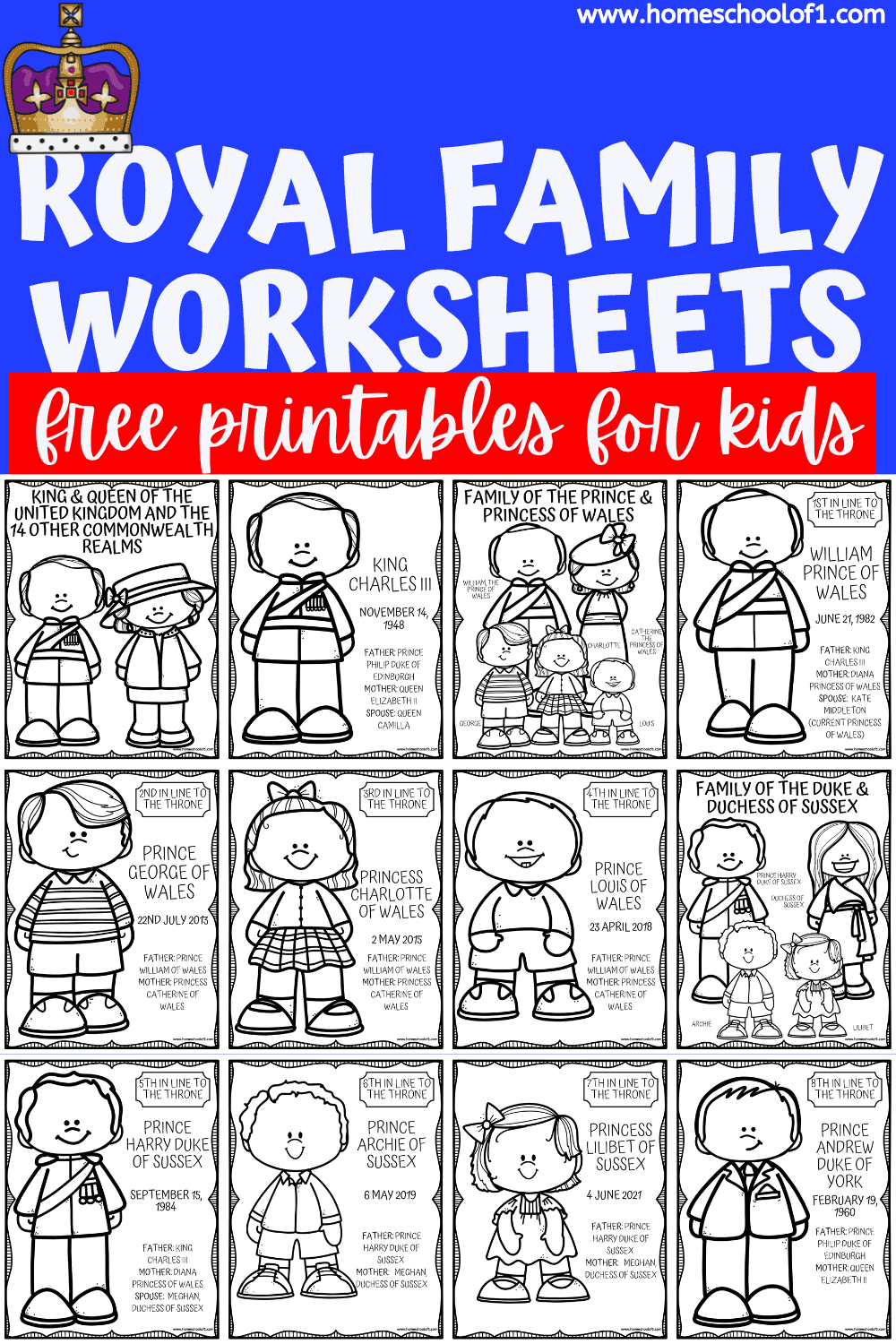 ROYAL FAMILY WORKSHEETS