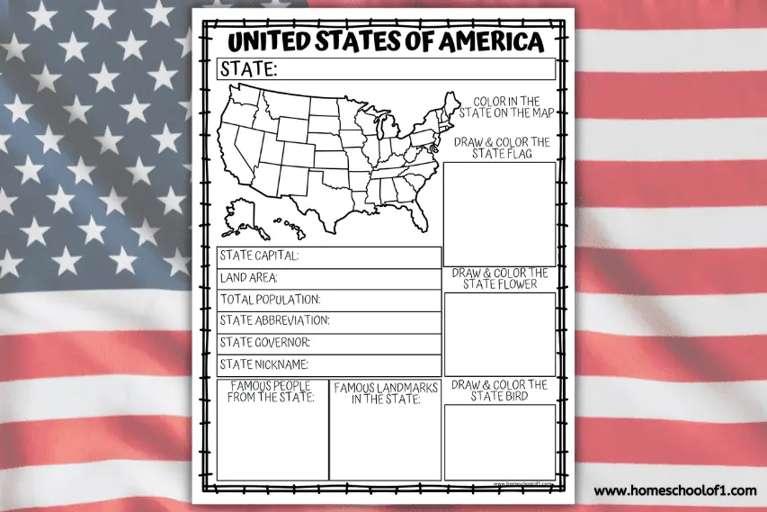 Free Printable State Facts Worksheet