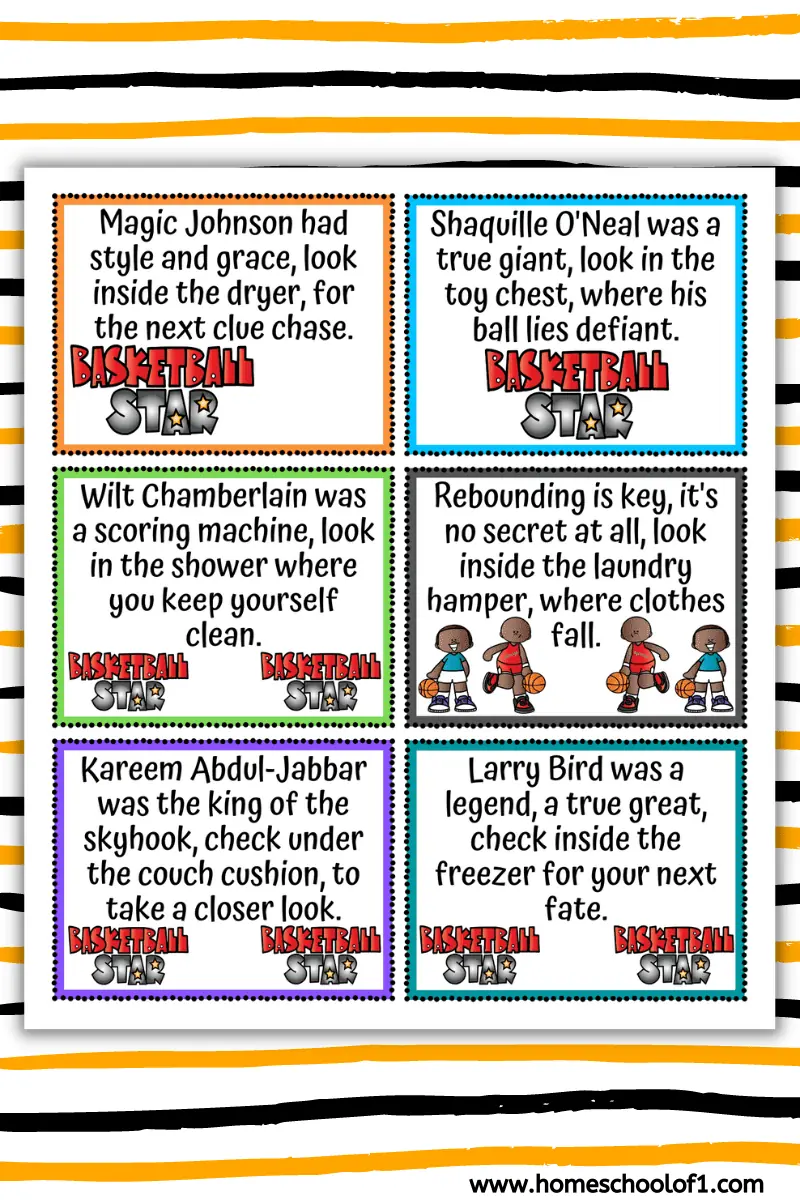 basketball treasure hunt clues