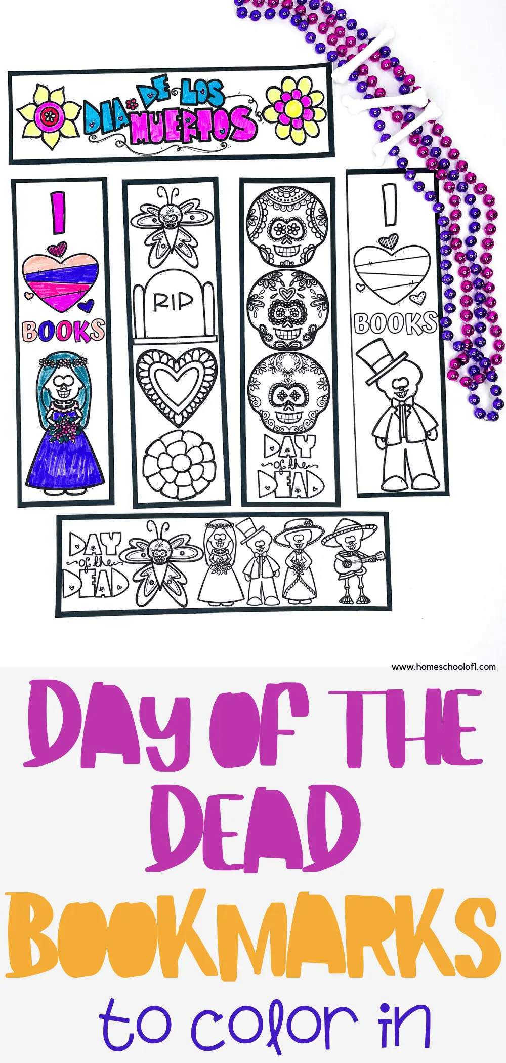 day of the dead printable bookmarks