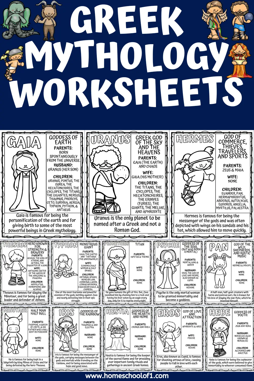 greek mythology worksheets