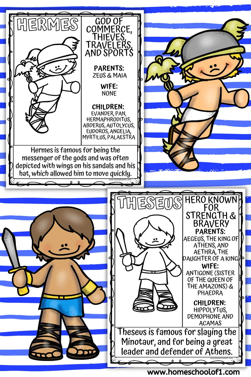 hermes & theseus coloring page