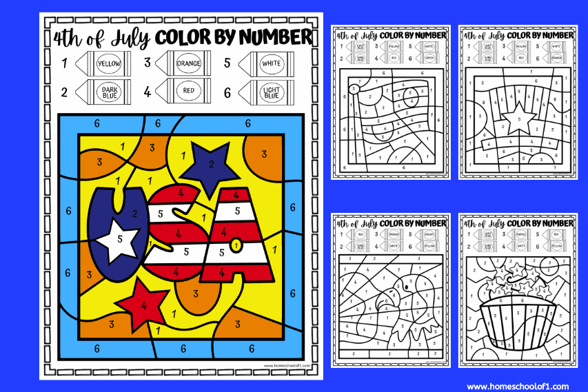 9 Free 4th of July Color By Number Printables