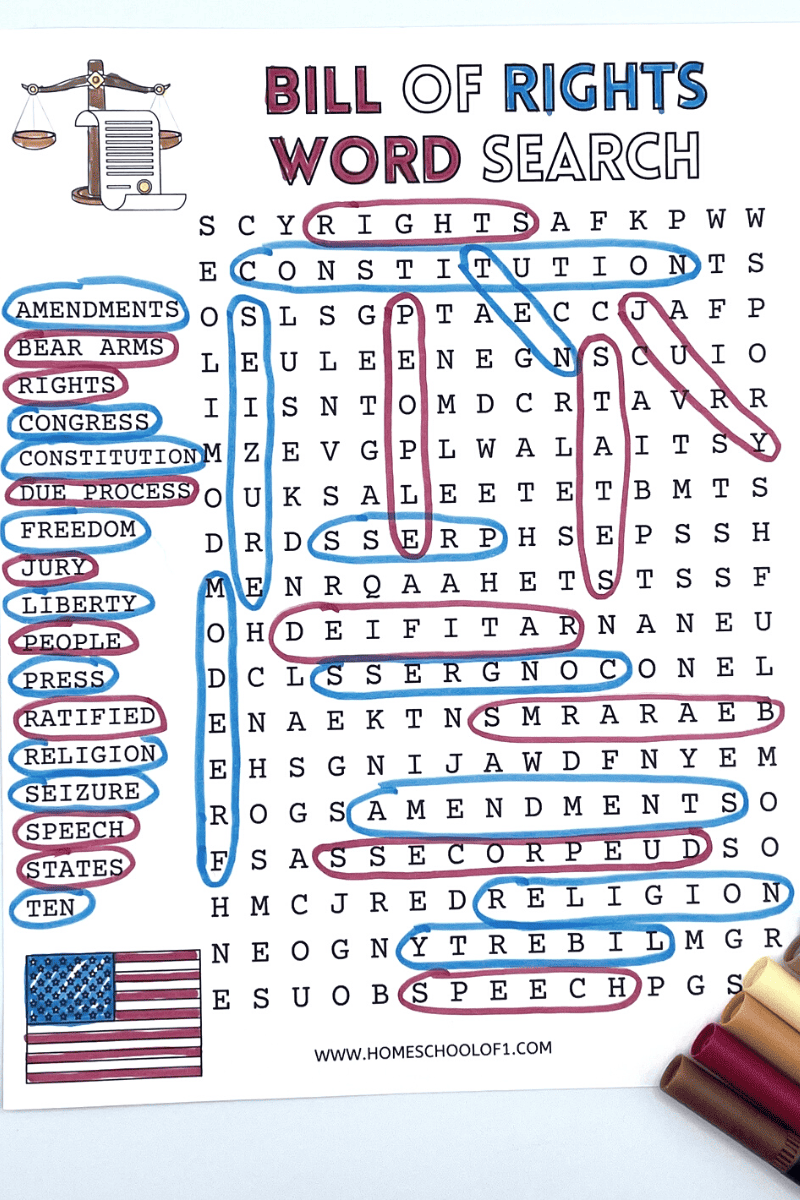 BILL OF RIGHTS WORD SEARCH