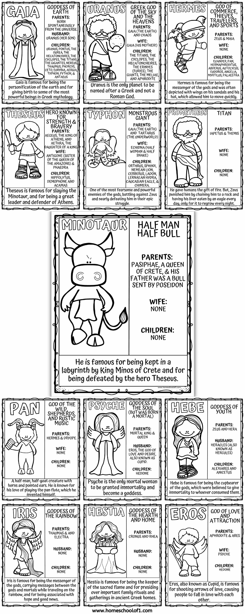 Greek mythology worksheets