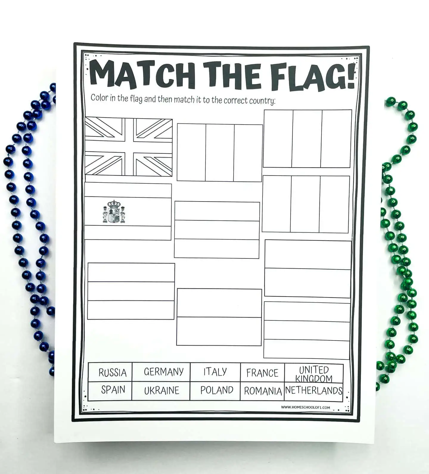 flags of europe worksheet