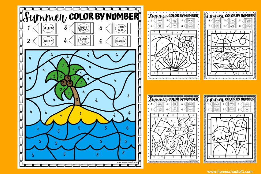 Summer Color By Number Printables