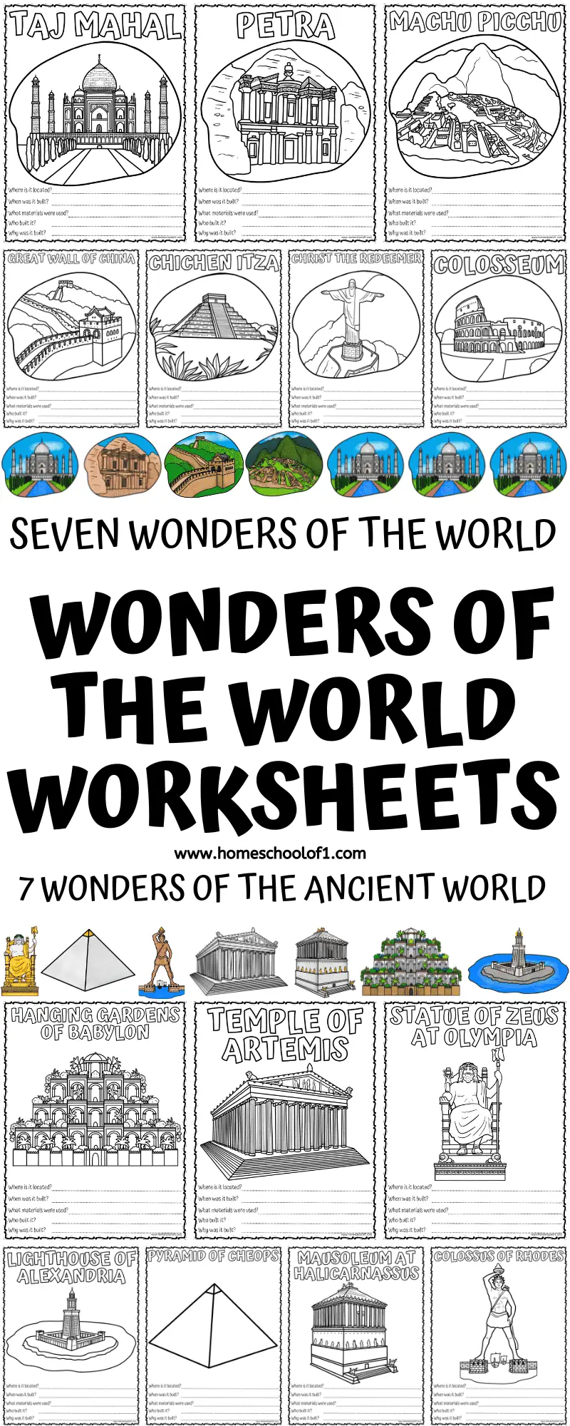 7 wonders of the world worksheets