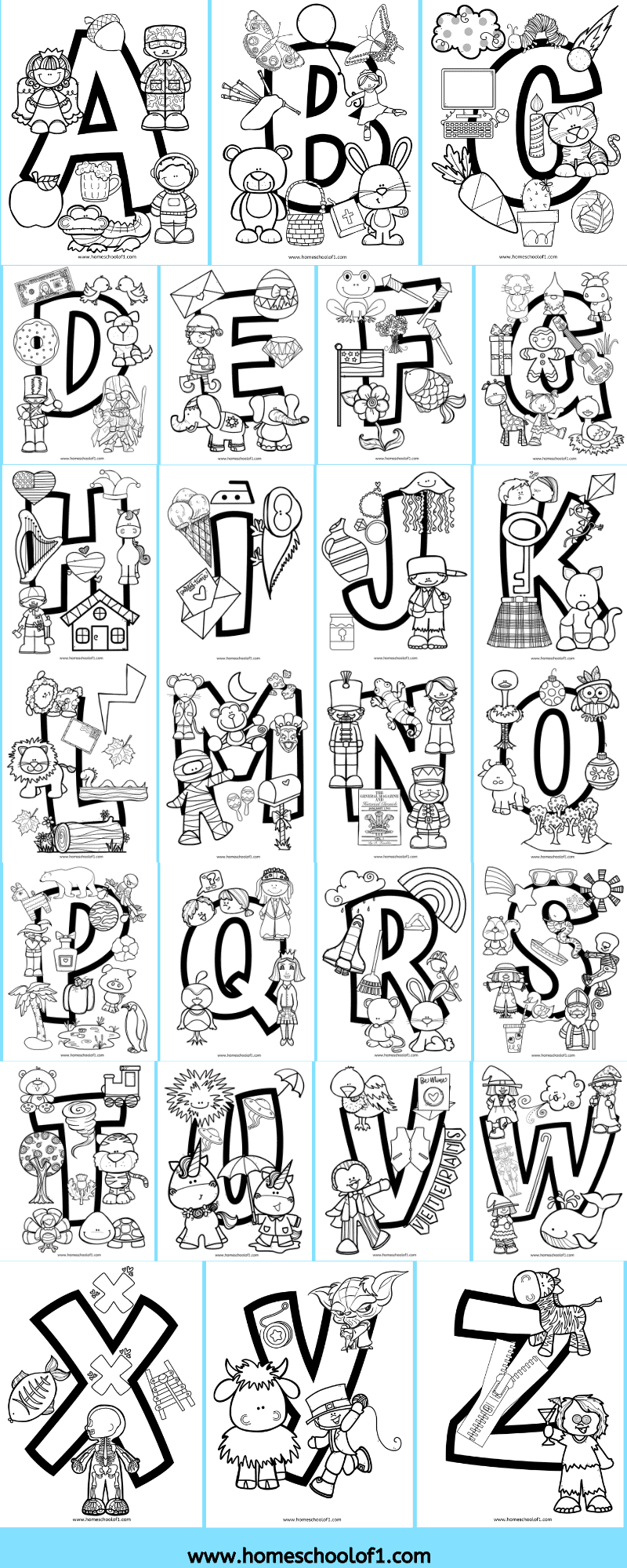 alphabet coloring pages PAID