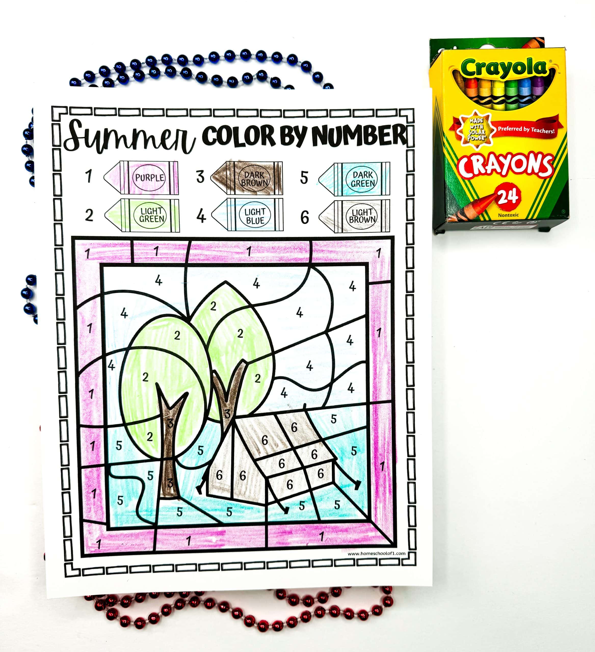 camping color by number free