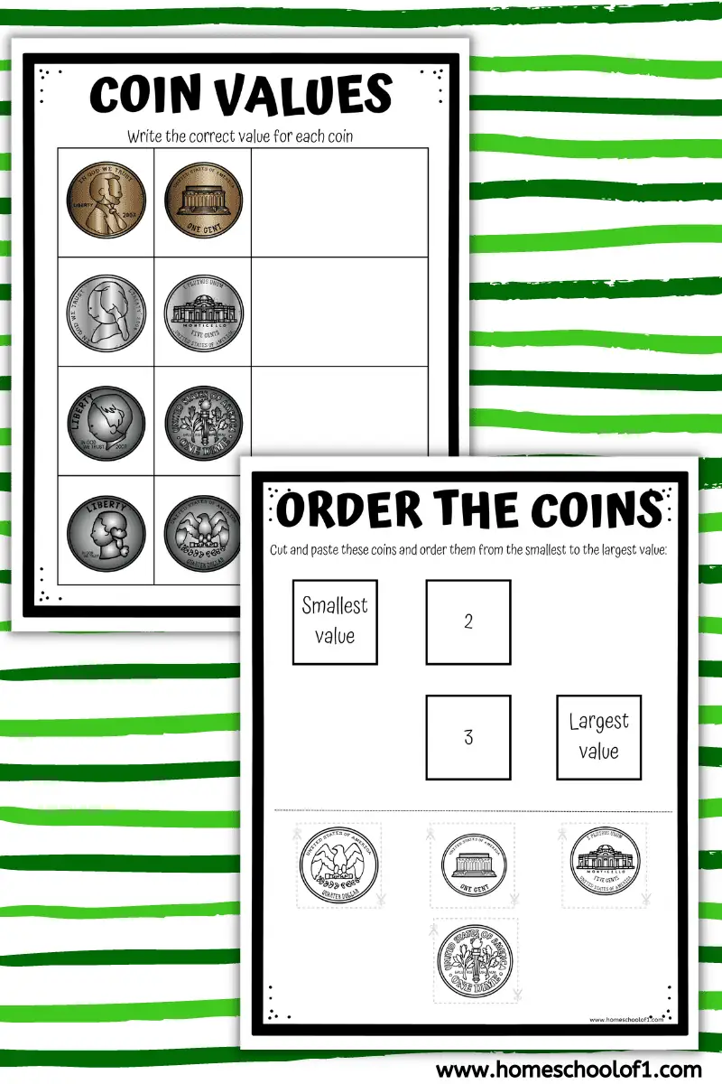 coin value worksheets