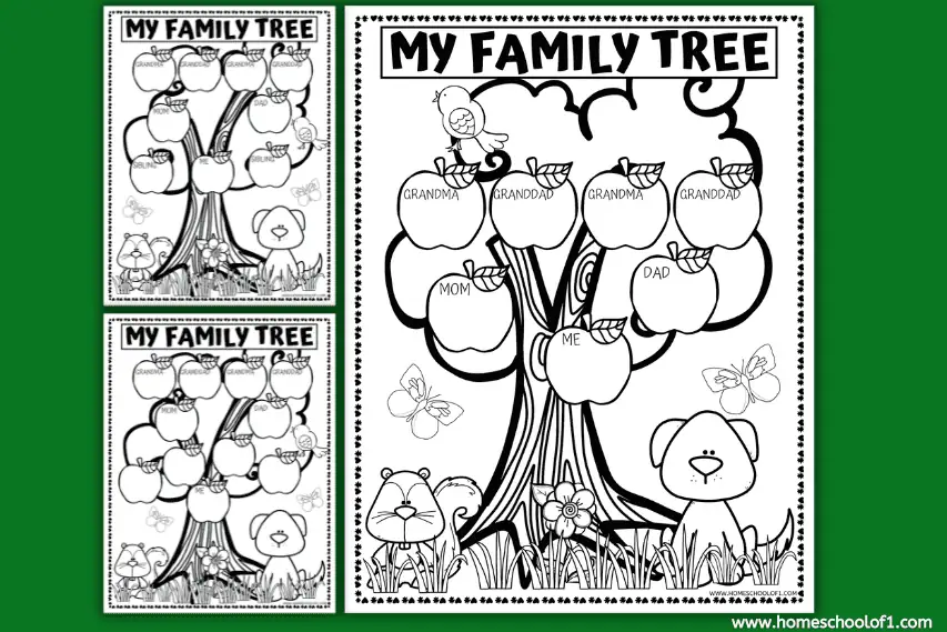 My Family Tree Coloring Page (free worksheet)