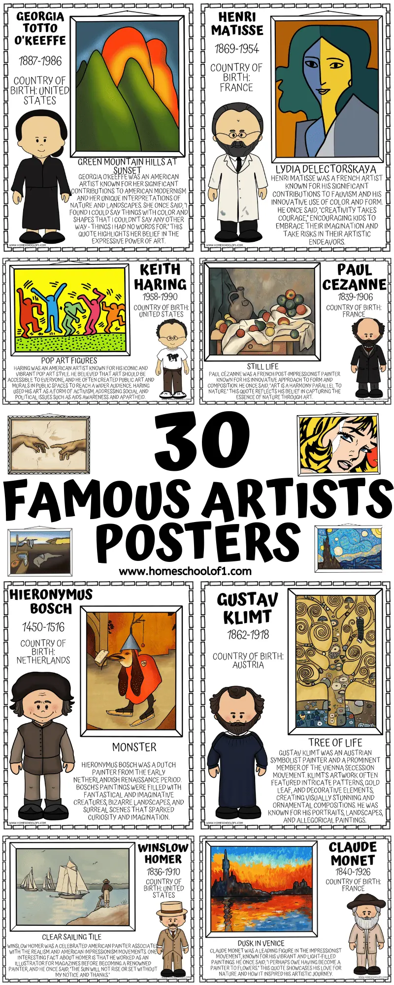famous artists colored posters