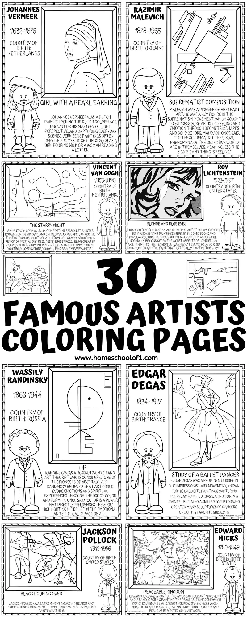 famous artists coloring pages
