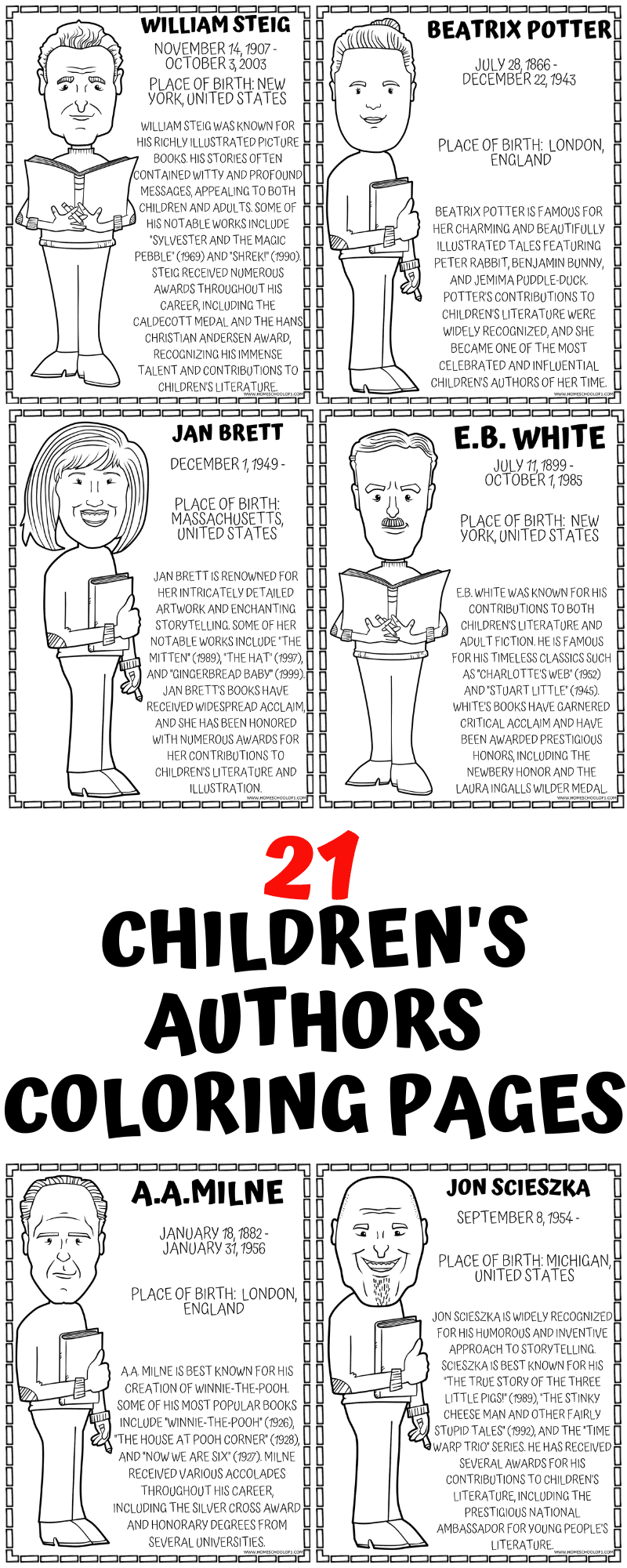 famous authors coloring pages