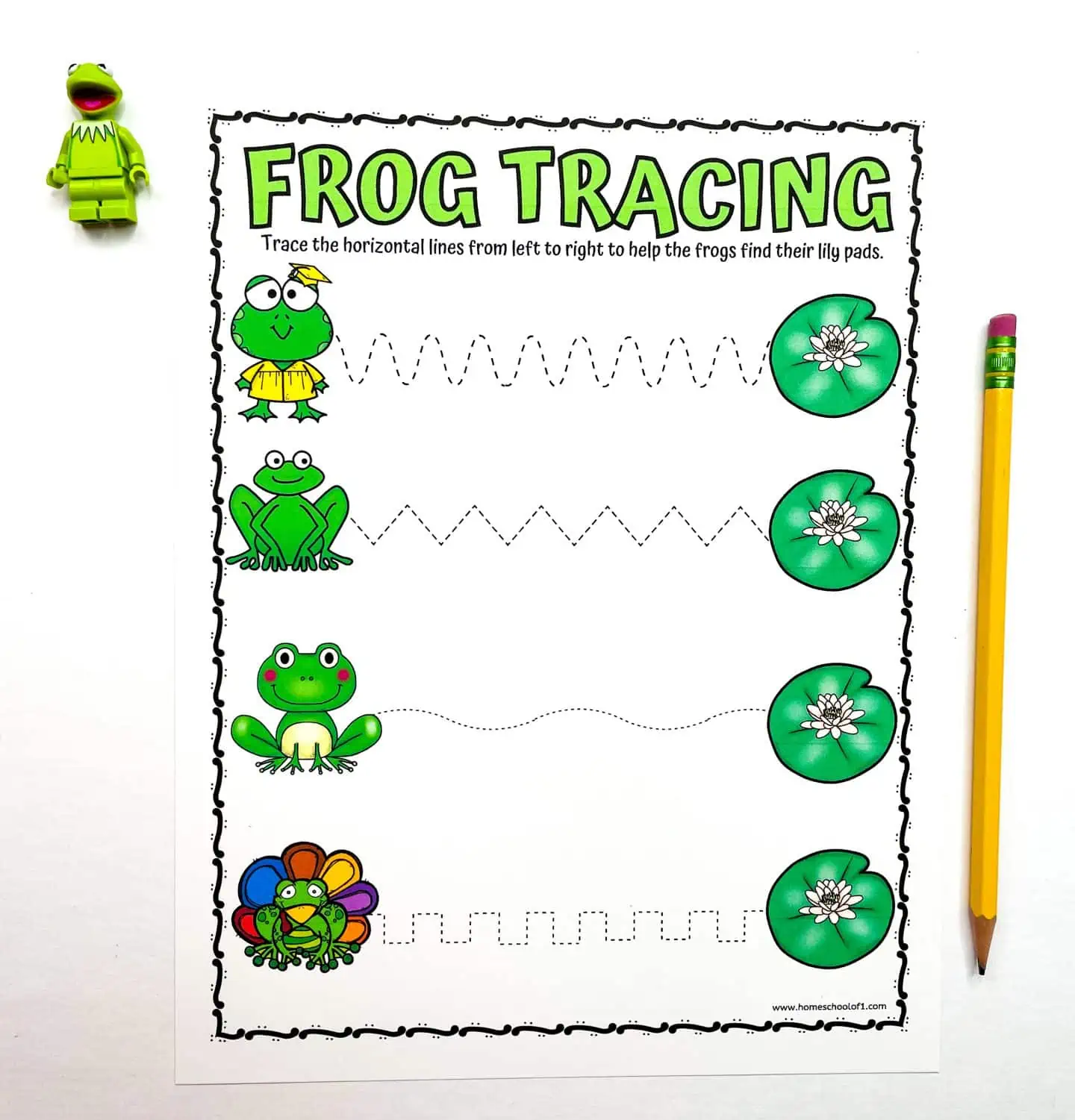 help the frogs get home to their lily pads by tracing through the lines