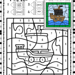 pirate boat color by number