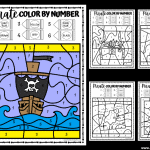 pirate color by number worksheets