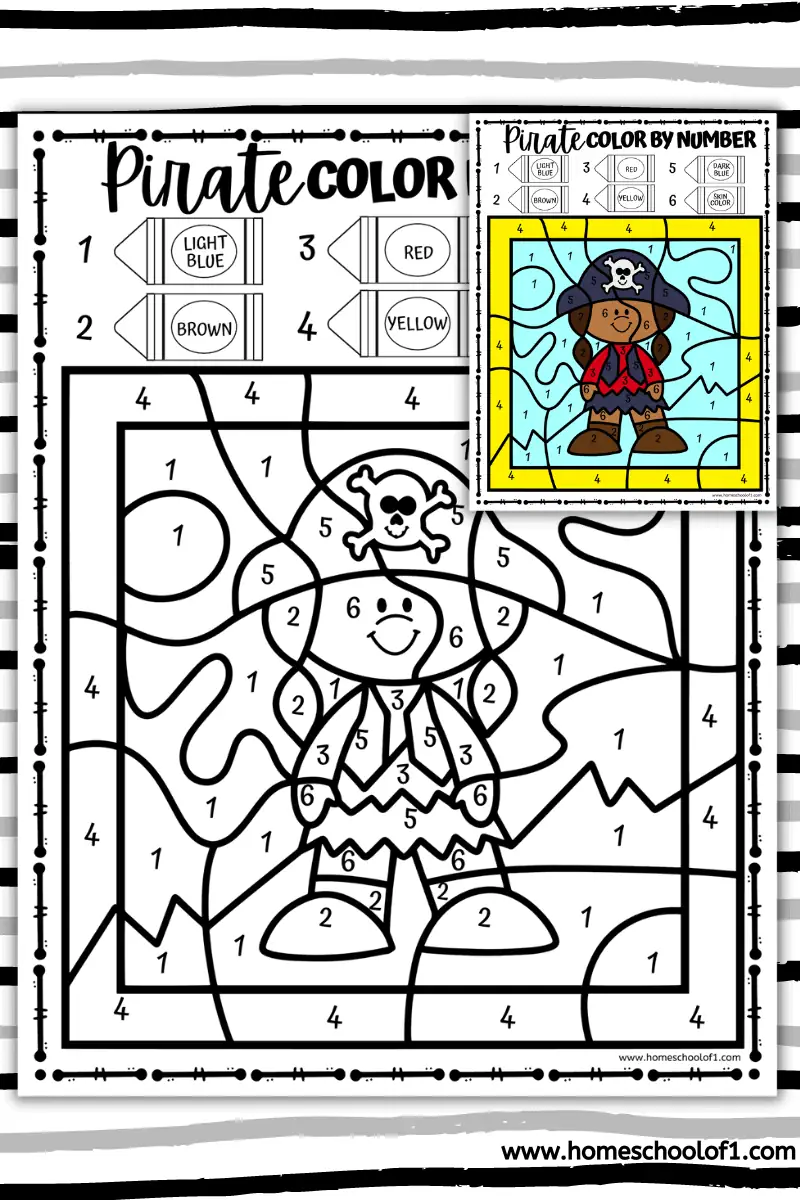 pirate girl color by number
