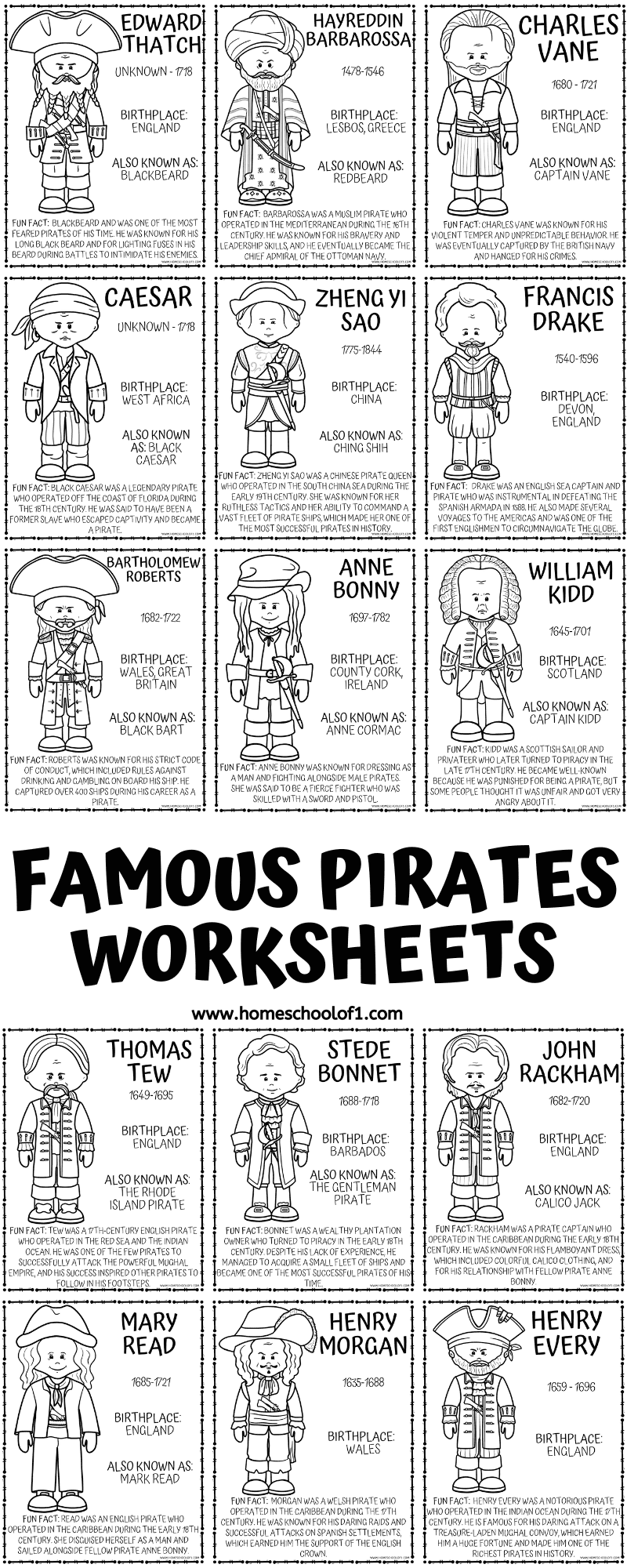 pirates worksheets