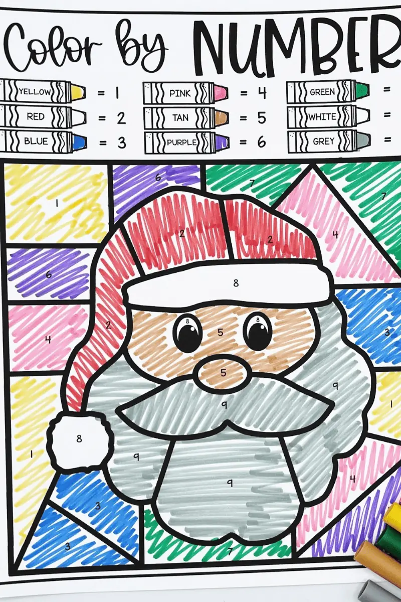 santa color by number