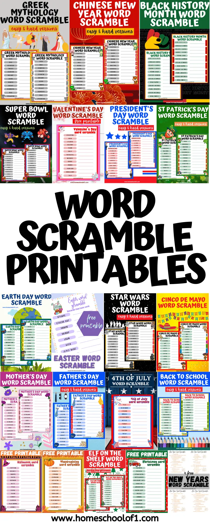 word scramble printables PAID