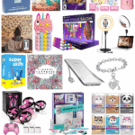 Colorful collage featuring the best gifts for 12 year old girls, including books, games, tech, crafts, and fun tween-approved accessories.