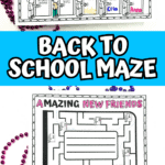 Colorful back to school printable with a maze and icebreaker to help students learn about each other on the first day