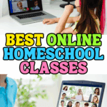 Young kids attending virtual lessons on laptops at home, representing the best online homeschool classes for flexible learning.