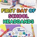 Colorful first day of school headbands for homeschool and first grade, perfect for kids to personalize and celebrate back to school.