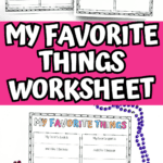 Fun back-to-school worksheet for kids to list favorite items like sport, food, book, and vacation, ideal for icebreaker activities.