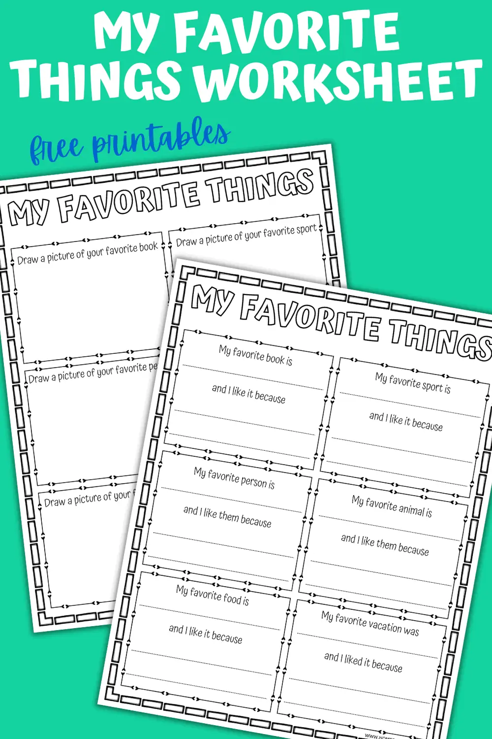 My Favorite Things Worksheet by Rush and Ramble