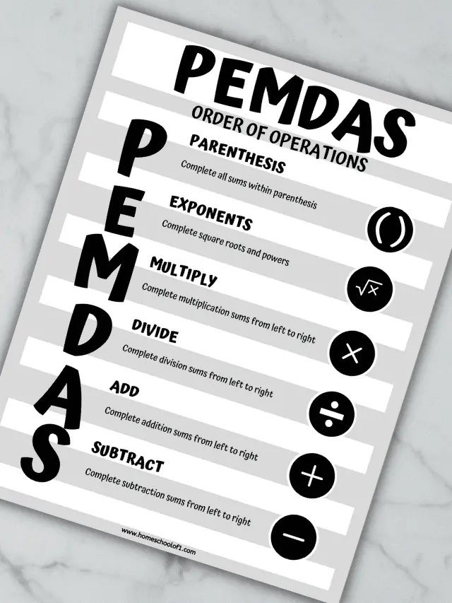 PEMDAS Poster & Worksheets Story