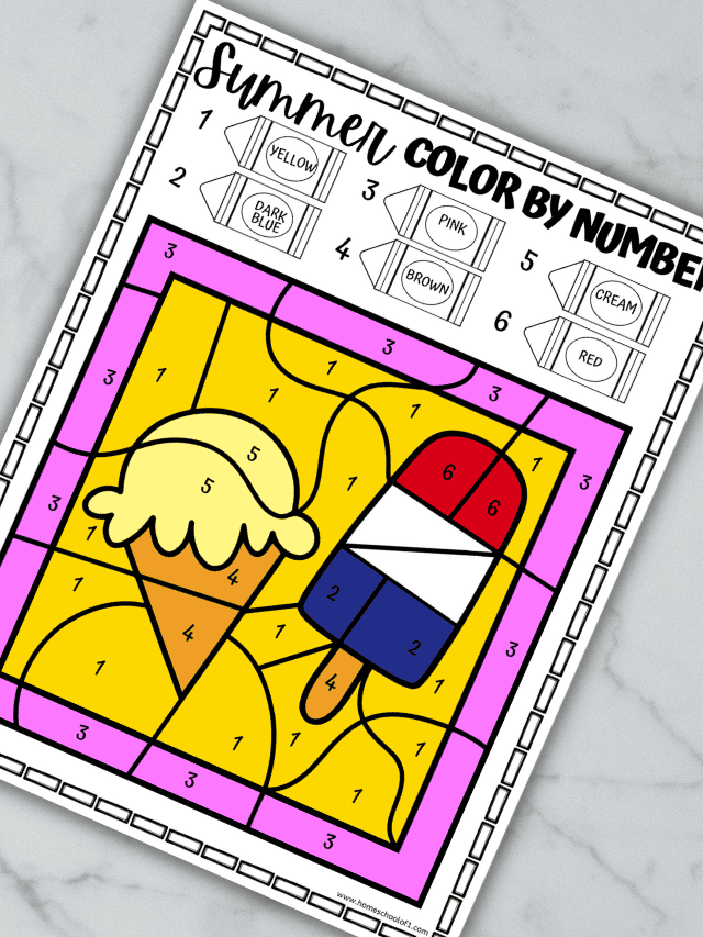 summer color by number printables