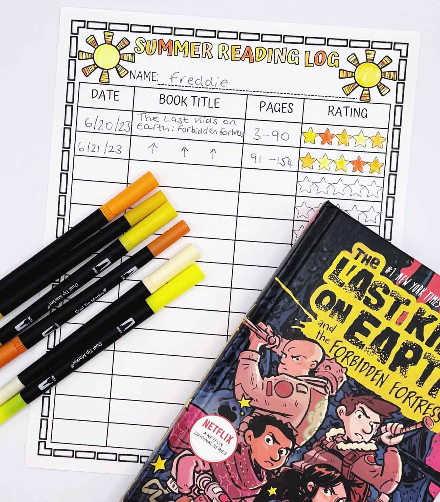 summer reading log worksheets