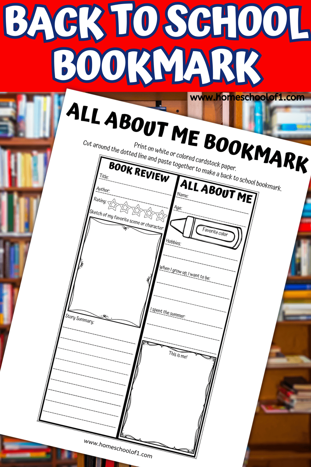 Free Back to School Bookmark Printable