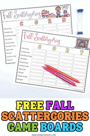 Fall Scattergories Free Printable Boards