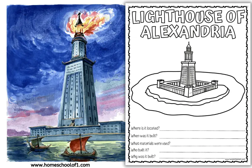 Lighthouse of Alexandria Worksheet & Fun Facts for Kids