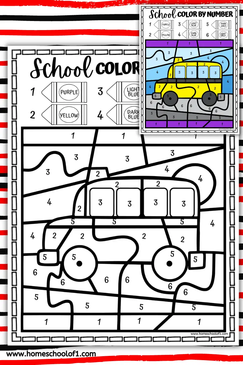 SCHOOL BUS COLOR BY NUMBER