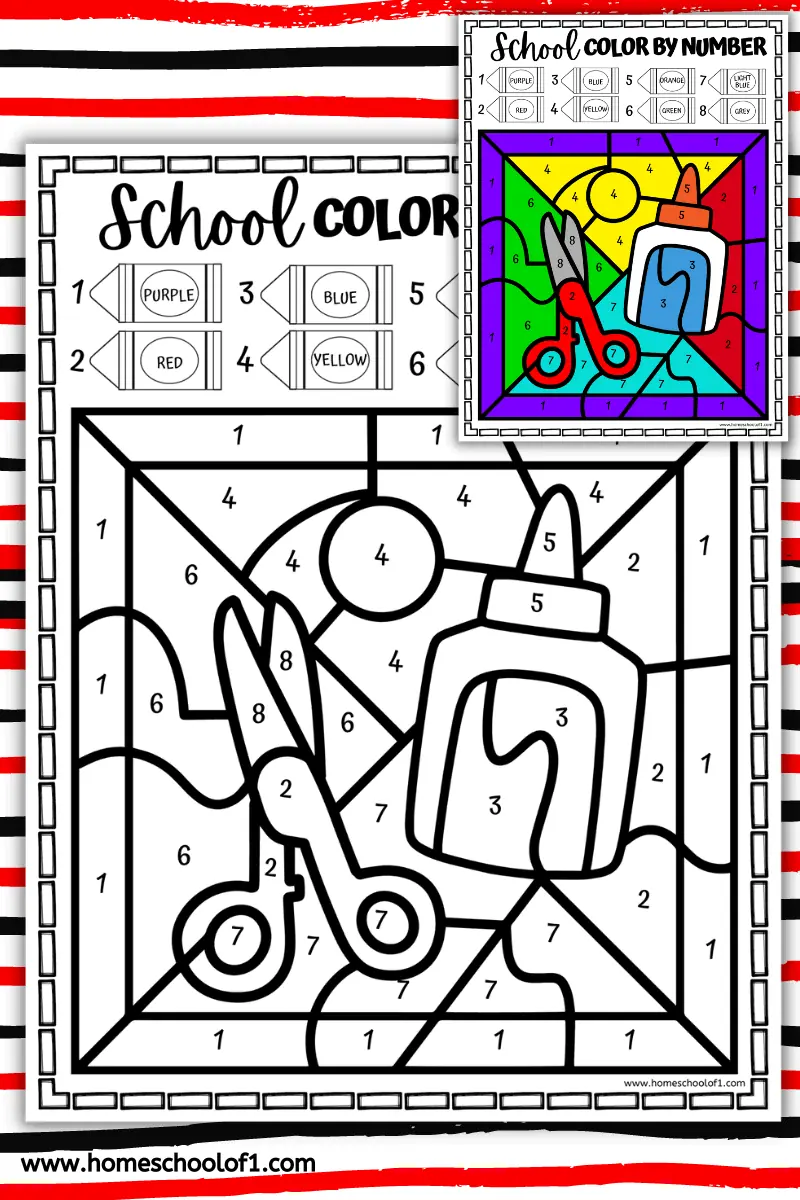 SCHOOL SUPPLIES COLOR BY NUMBER