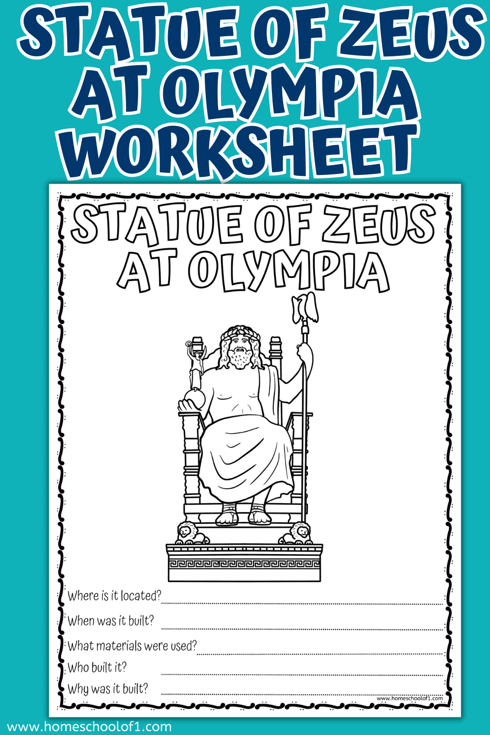 Statue of Zeus at Olympia worksheet