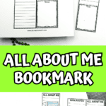 Close-up of printable "All About Me" bookmark with book review section, perfect for student self-expression and reading reflection.
