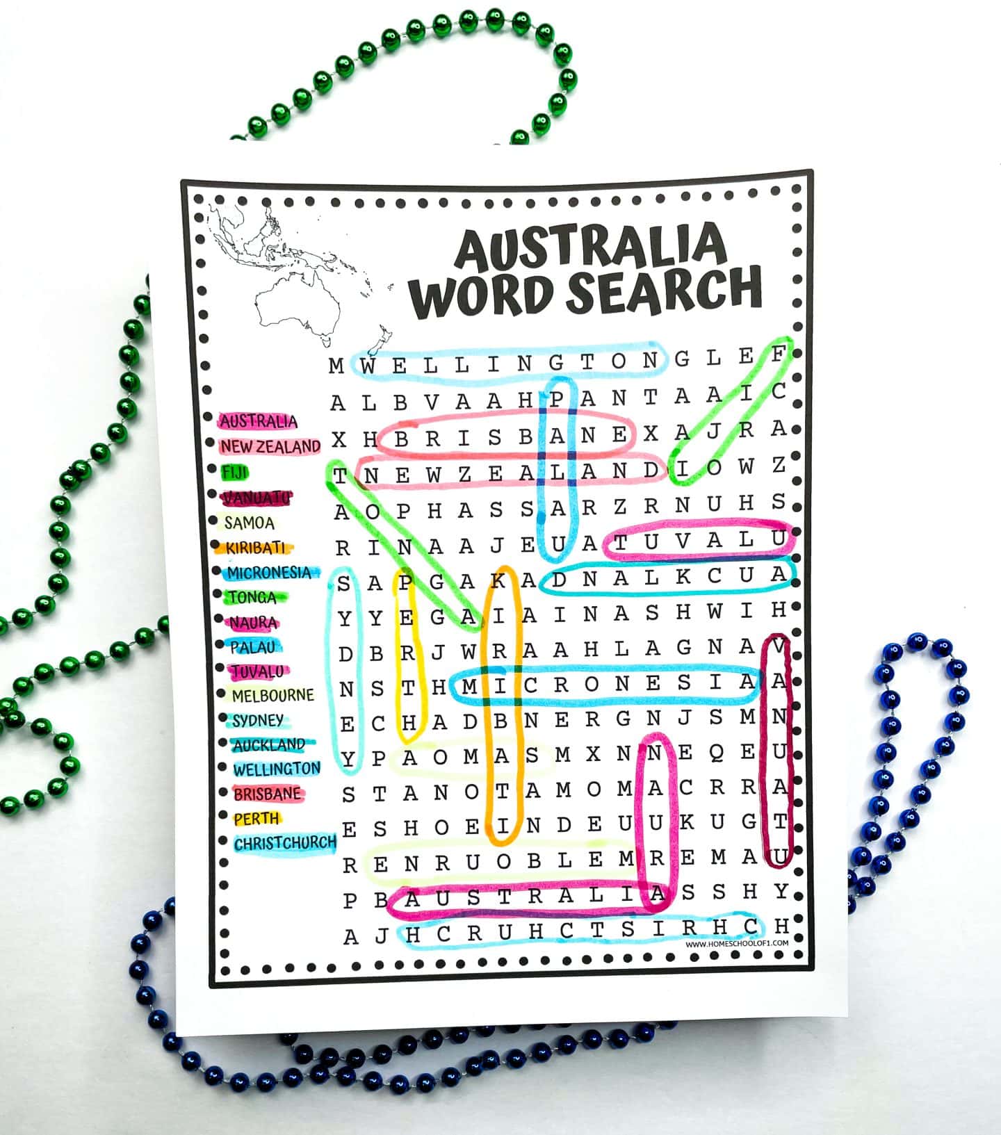australia word search printable
