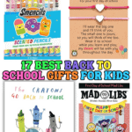 Fun back to school gift ideas for kids like scented pencils, Mad Libs, books, and a sweet bracelet for the first day of school