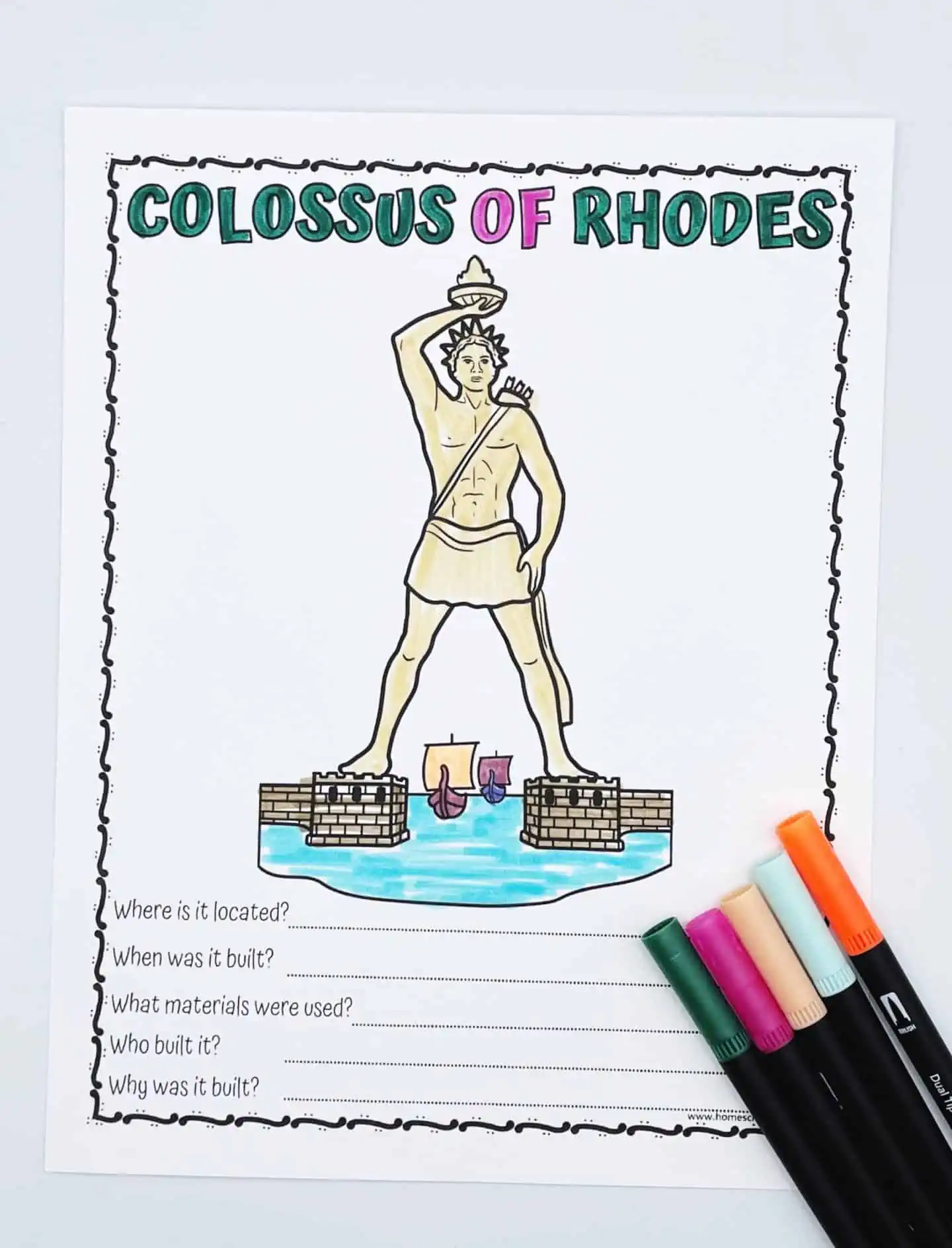 colossus of rhodes coloring page