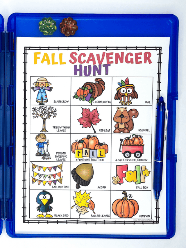 fall scavenger hunt printable