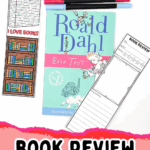 Color and fill in this free printable book review bookmark for kids, featuring a bookshelf maze and space to reflect on favorite stories.