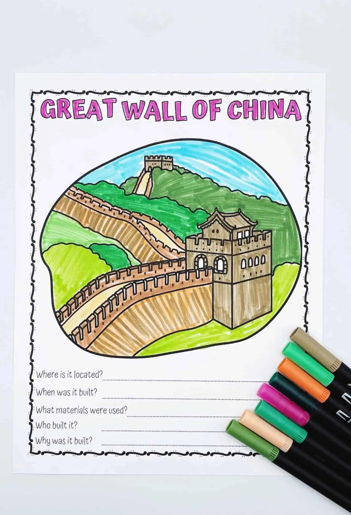 great wall of china coloring page