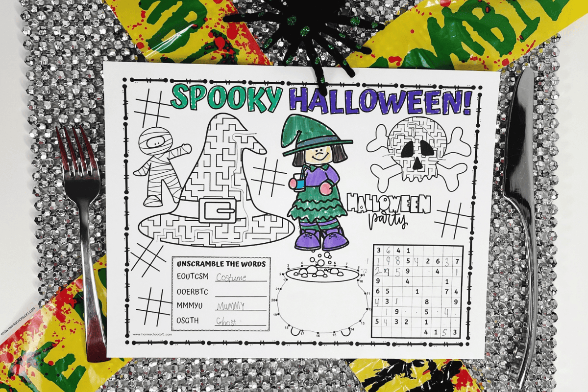 halloween printable placemats