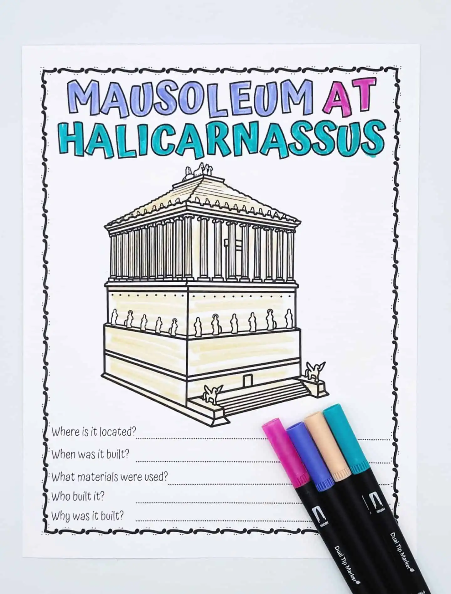 mausoleum at halicarnassus coloring page